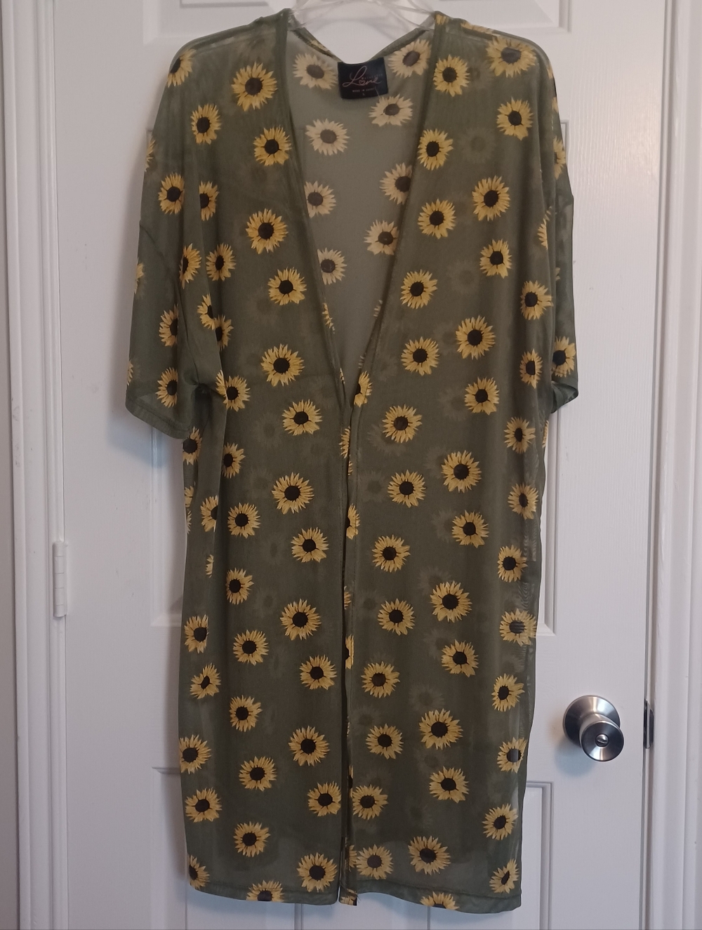 Love Maternity Sunflower Print Sheer Cardigan Sz L